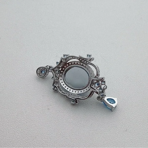 SGP19 S925 Stamped Aqua Marine Pendant - Picture 6 of 6